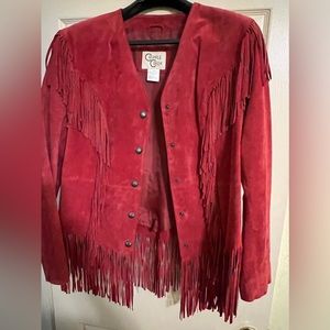 Circle Creek Women's Red Leather Fringe Jacket